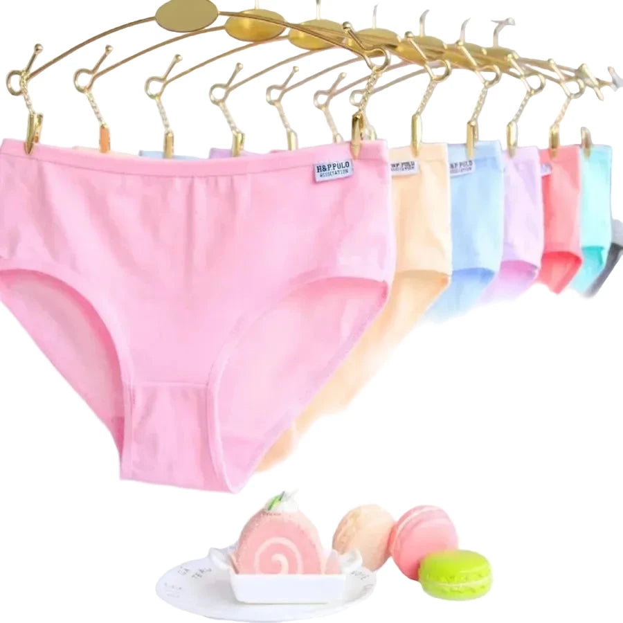 Classic Pastel Brief Panties Seven-Pack with Delicate Trim Detailing