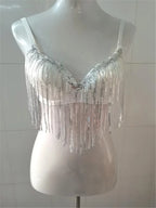 Glamorous Rhinestone-Studded Plunge Bra with Crystal Embellishments