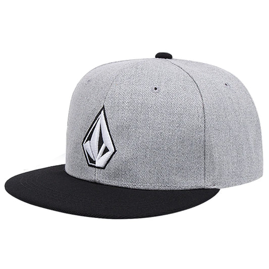 Geometric Embroidered Flat Brim Snapback Cap Adjustable Streetwear Baseball Fashion Hat