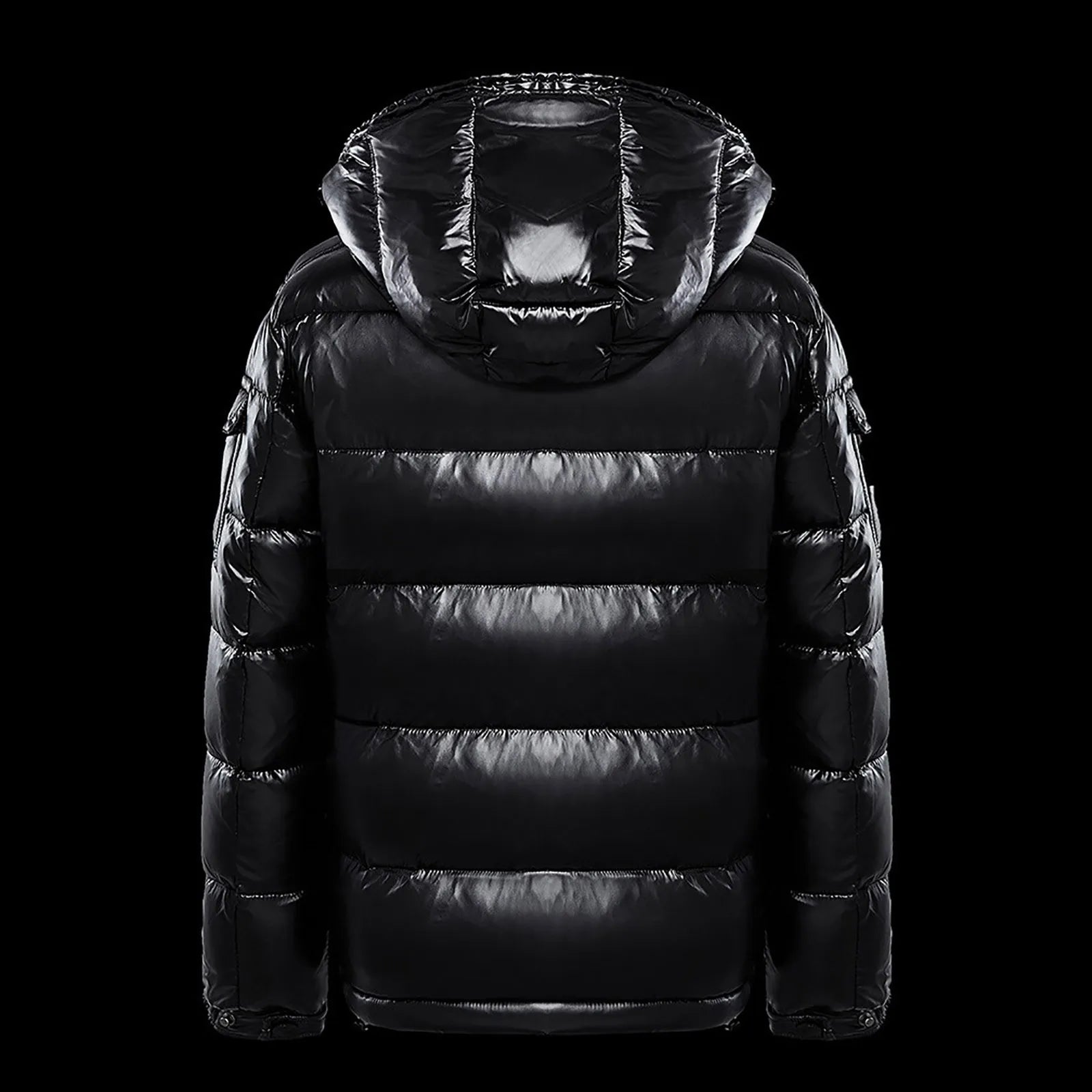Men's Glossy Hooded Puffer Jacket with Oversized Quilted Design for Winter Streetwear Layering