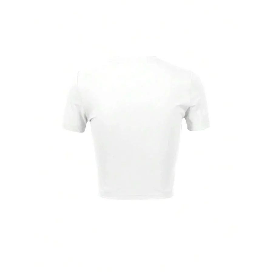 Flame Graphic Crop Tee with Motorcycle Inspired Artwork and Y2K Style