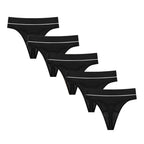 Five-Piece High-Waisted Absorbent Menstrual Thong Set with Lace Waistbands