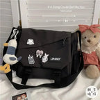 Large Capacity Nylon Crossbody Messenger Bag with Utility Pocket Streetwear Design