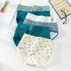 4-Piece Women’s Printed High-Rise Briefs Set with Playful Heart and Floral Motifs, Soft Pink Tones and Feminine Styling