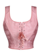 Romantic Pink Sweetheart Corset Top with Adjustable Tie-Shoulder Bows
