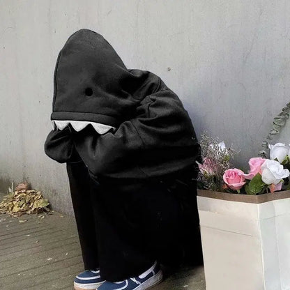 Kawaii Anime Shark Hoodie with Manga-Inspired Oversized Streetwear Design