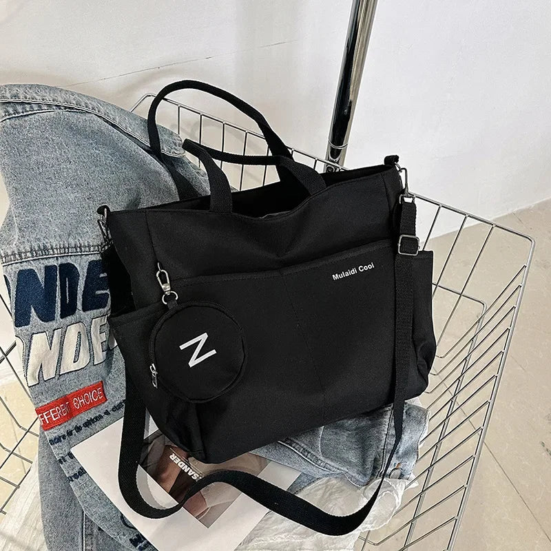 Structured Canvas Tote Messenger Bag with Large Capacity Everyday Design