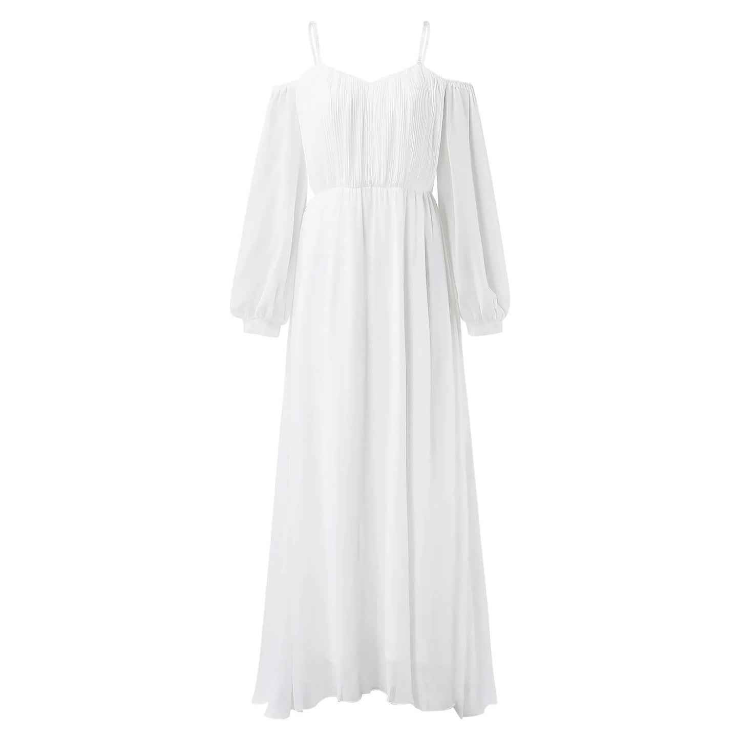 Flowing Off Shoulder Chiffon Alternative Bridal Inspired Maxi Gown