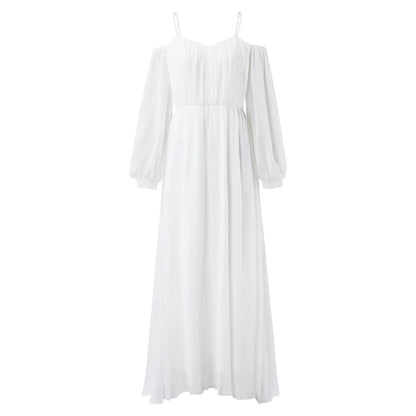 Flowing Off Shoulder Chiffon Alternative Bridal Inspired Maxi Gown