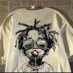 Retro Graphic Streetwear Cotton Blend T-Shirt With Playful Artwork Style