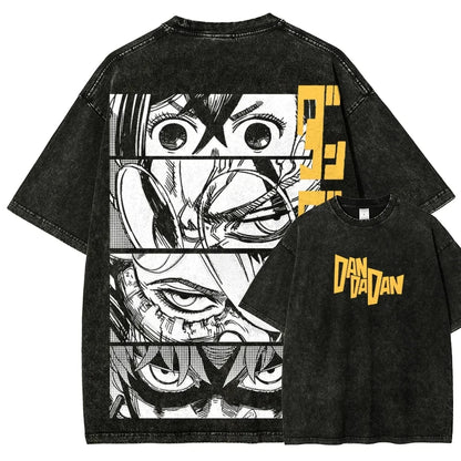 Oversized Anime Manga Panel Streetwear Tee with Vintage Graphic Art Design