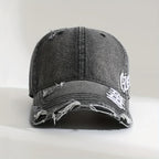 Vintage Distressed Baseball Cap Embroidered Curved Brim Casual Streetwear Fashion Hat