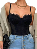 Lace Bustier Bodysuit with Structured Cups and Adjustable Shoulder Straps