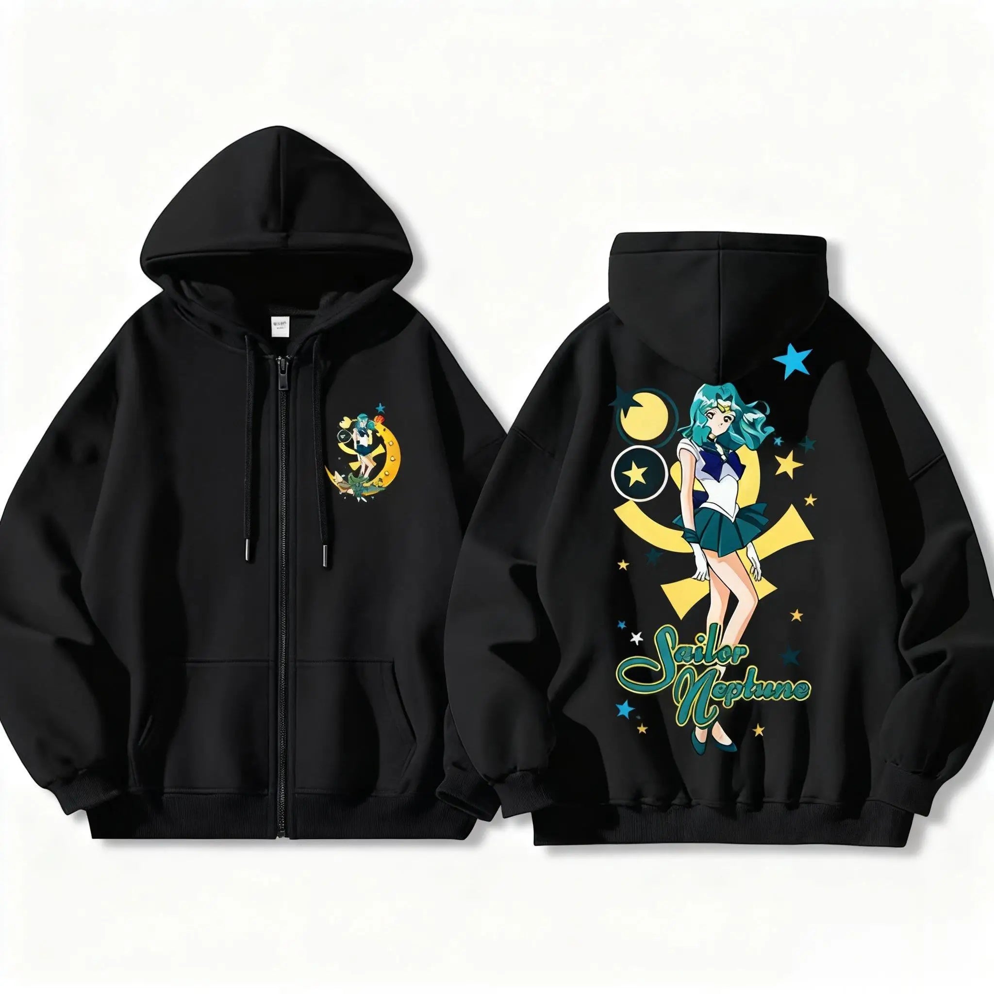 Anime-Inspired Celestial Moon Hoodie with Manga Streetwear Artwork - BigCat Streetwear
