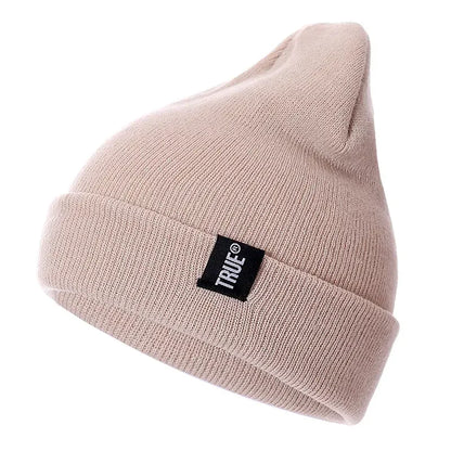 Minimalist Solid Knit Beanie with Stretch Blend Fabric for Everyday Streetwear Casual Style