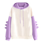 Anime Pastel Streetwear Hoodie with Manga-Inspired Dinosaur Sleeve Accents