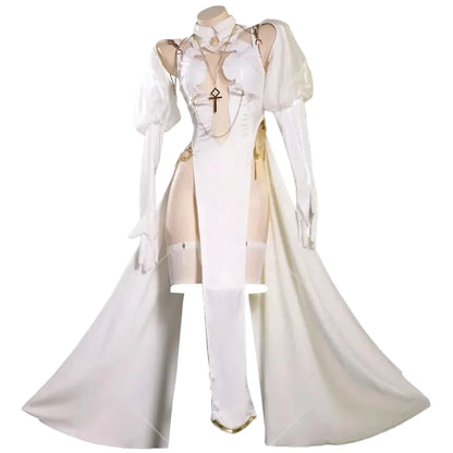 Women's Halter Cutout Dress Set with Veil, Chain Details and Coordinated Accessories