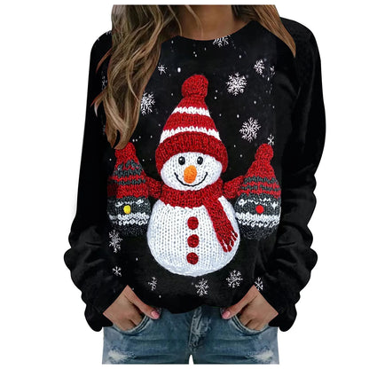 Women's Festive Holiday Graphic Hooded Sweatshirt with Relaxed Fit for Seasonal Comfort