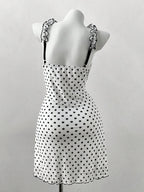 Vintage Polka Dot Gothic Mini Dress with Dark Coquette Aesthetic