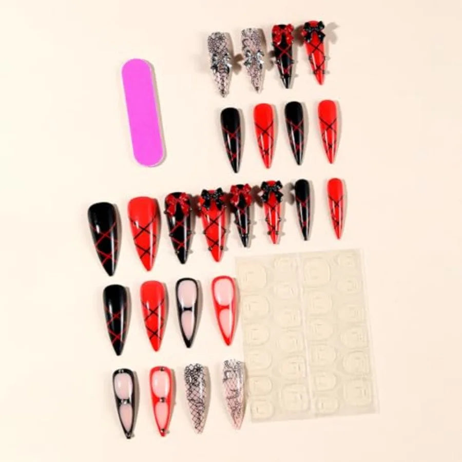 Punk Lace-Up Stiletto Press-On Nail Art Set
