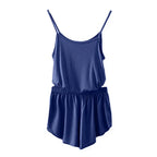 Women's Two-Piece Summer Pajama Set with Sleeveless Camisole Top and Matching Shorts, Solid-Color Lightweight Sleepwear Loungewear