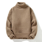 Men's Textured High Neck Relaxed Fit Contemporary Knit Sweater Pullover