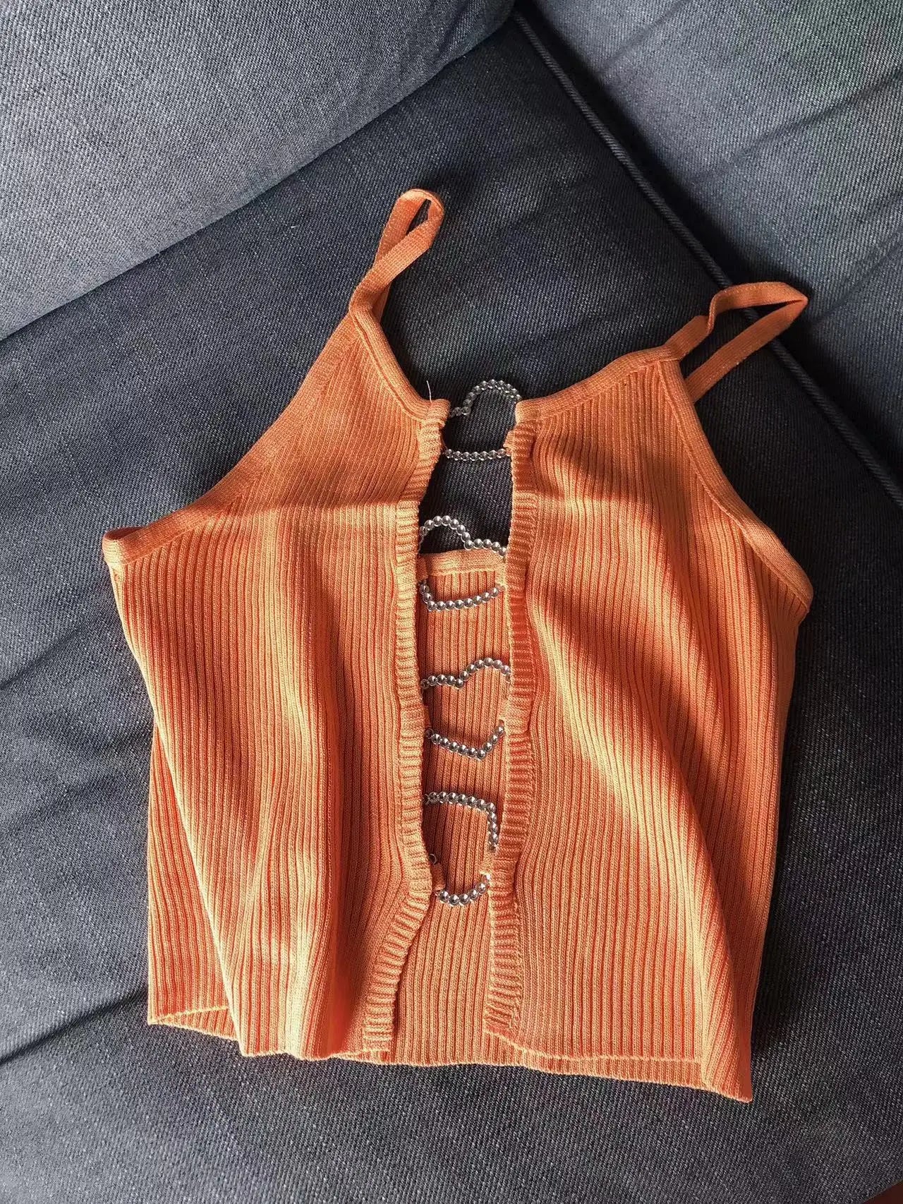 Ribbed Lace-Up Crop Top with Sleeveless Slim Fit Contemporary Streetwear Design
