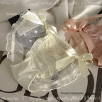 Glossy Ruffled Brief Panty with Delicate Bow Accents