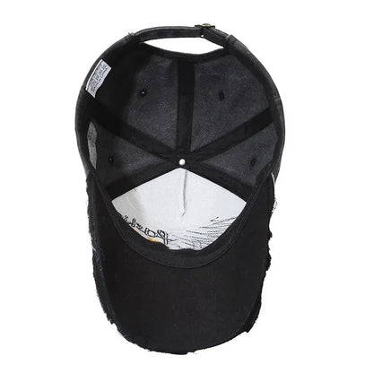 Retro Distressed Embroidered Baseball Cap Adjustable Streetwear Outdoor Fashion Hat