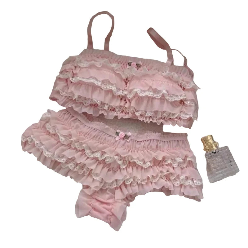Playful Tiered Ruffle Wire-Free Bralette and Panty Set