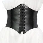 Embroidered Underbust Corset Belt with Structured Waist Definition and Lace-Up Front