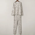 Relaxed-Fit Two-Piece Leopard Print Loungewear Set with Wide Neckline and Tapered Pants