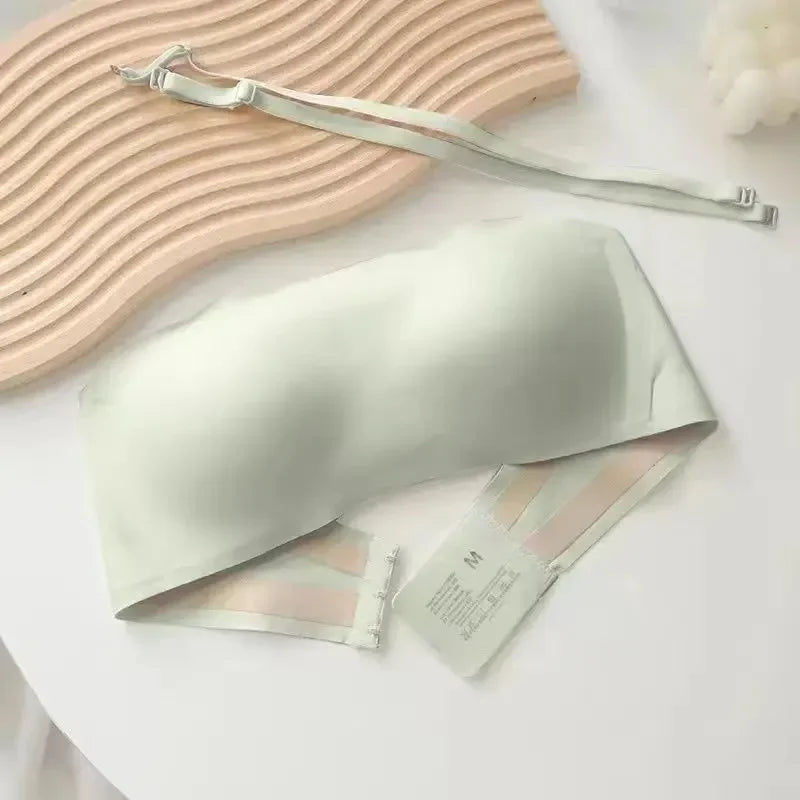 Seamless Strapless Tube Top Bra with Hook-and-Eye Back Closure