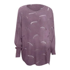 Women's Textured Knit Sweater with Cutout Pattern and Irregular Hem Design