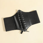 Faux Leather Lace-Up Waist Belt Corset with Wide Structured Design