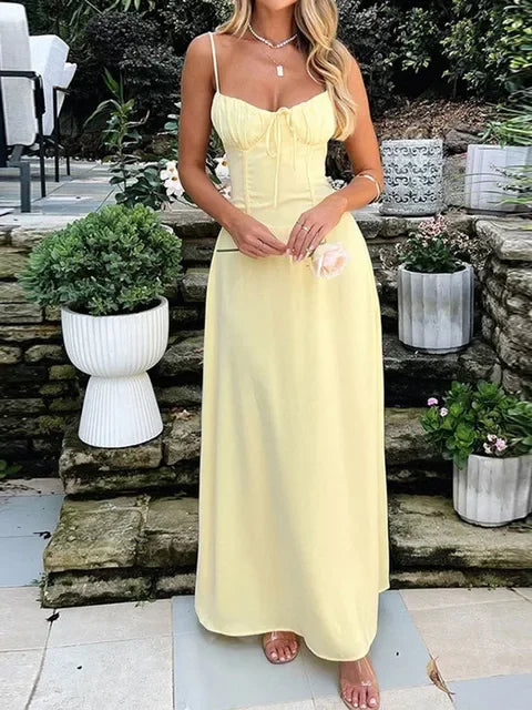 Minimal Strappy Maxi Dress With Soft Draping And Fluid Shape