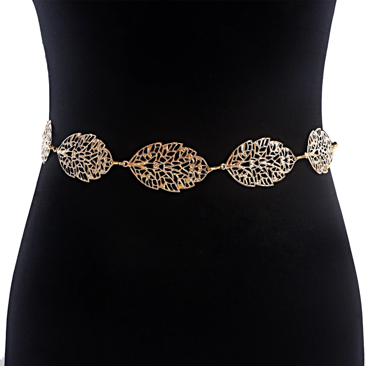 Ornate Leaf Accent Waist Chain for Elegant Alternative Fashion Styling