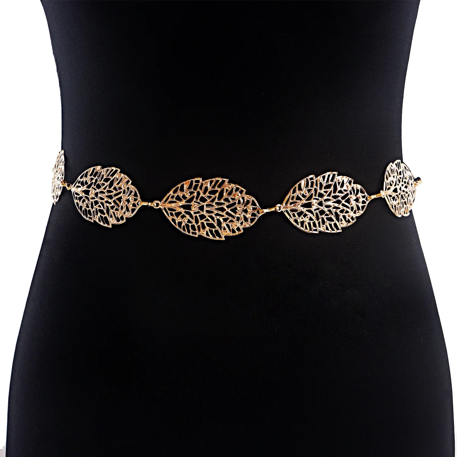 Ornate Leaf Accent Waist Chain for Elegant Alternative Fashion Styling