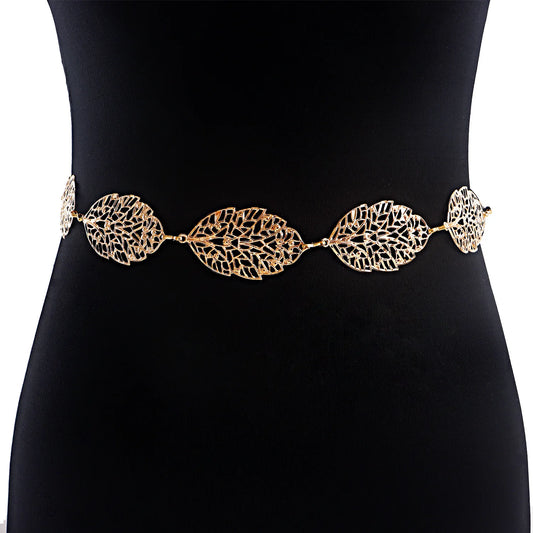 Ornate Leaf Accent Waist Chain for Elegant Alternative Fashion Styling