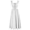 Rustic Lace-Up A-Line Dress with Wide Straps and Gathered Skirt