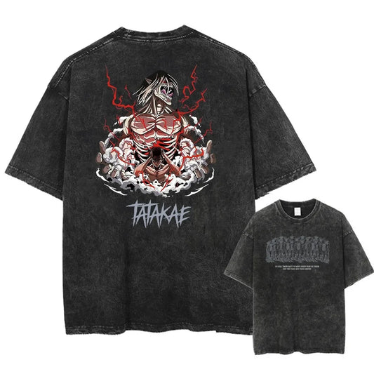 Dark Manga Streetwear Graphic Tee with Distressed Anime Goth Artwork