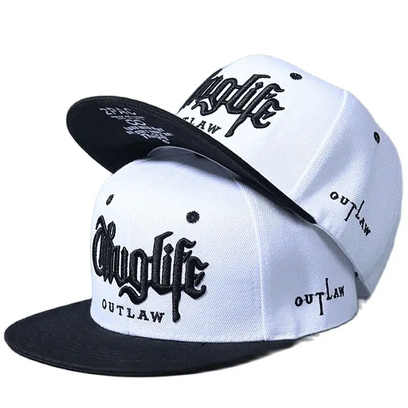 Embroidered Flat Brim Snapback Cap Adjustable Hip Hop Streetwear Baseball Hat