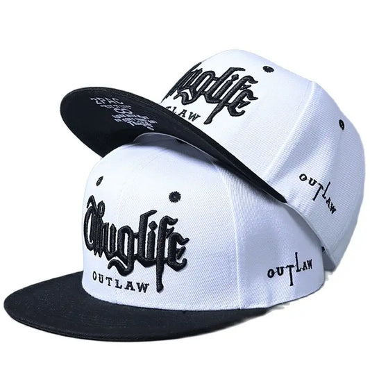 Embroidered Flat Brim Snapback Cap Adjustable Hip Hop Streetwear Baseball Hat