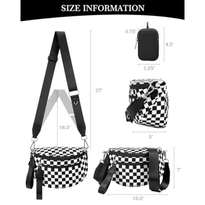 Checkered Crossbody Belt Bag with Adjustable Strap Everyday Travel Design