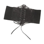 Sheer Lace Corset Belt with Lace-Up Front and Structured Waist Design