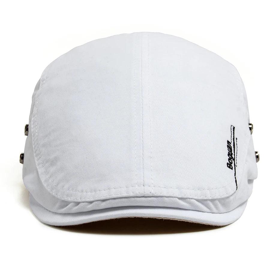 Classic Cotton Ivy Flat Cap Button Detail Casual Vintage Streetwear Beret Hat