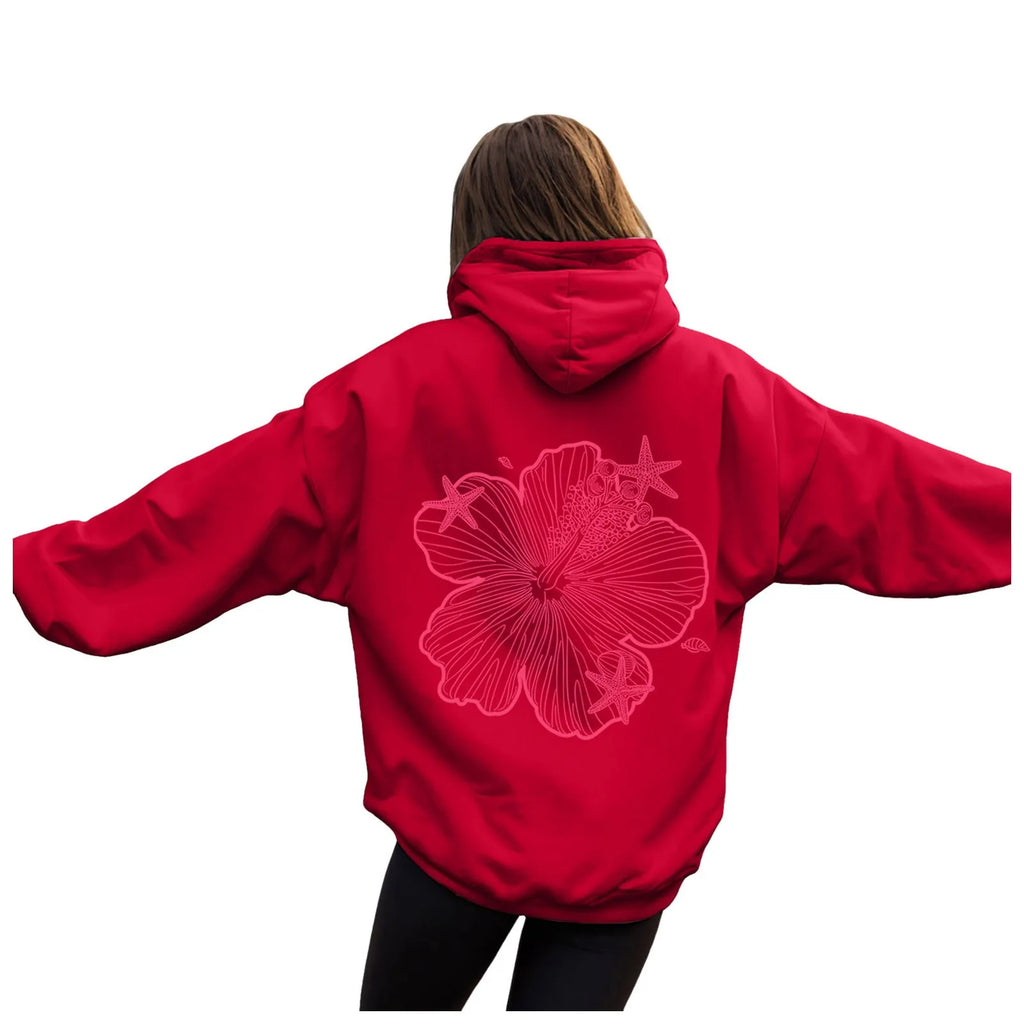 Women's Oversized Floral Graphic Pullover Hoodie Relaxed Casual Streetwear Sweatshirt for Everyday Wear