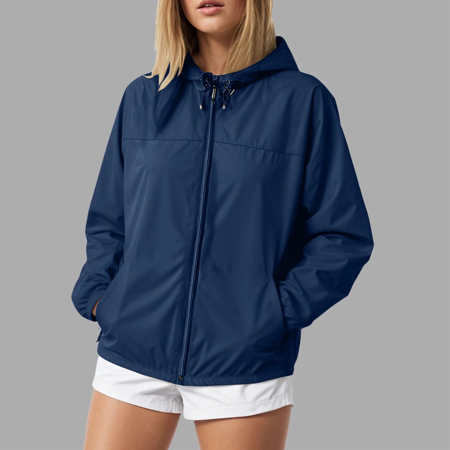Women's Lightweight Hooded Zip-Up Windbreaker Jacket for Everyday Streetwear Layering