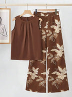 Women's Polka Dot Sleeveless Top and Wide Leg Pants Co-Ord Set