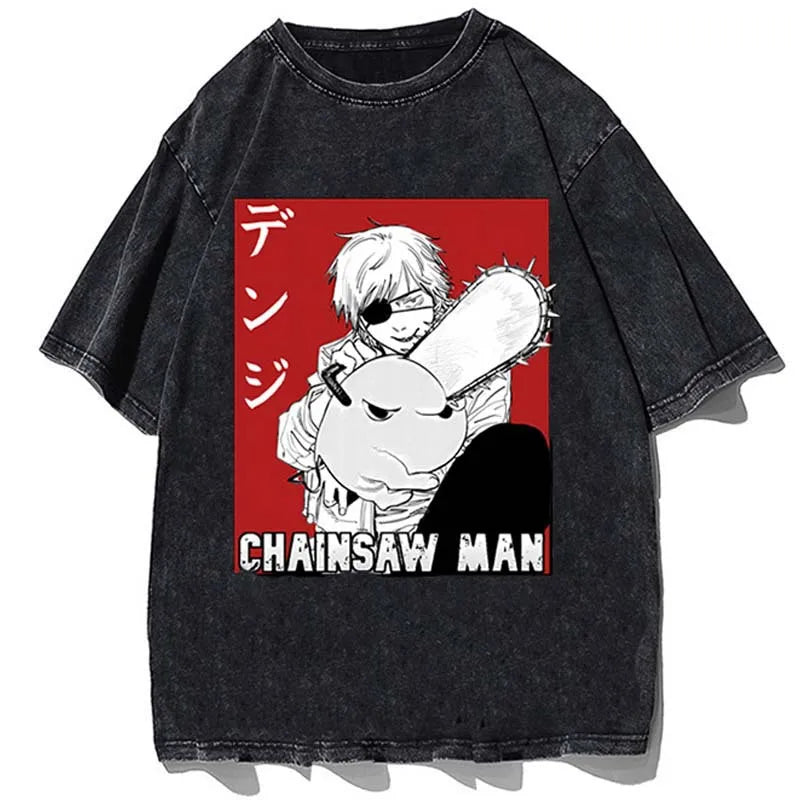 Dark Anime Manga Streetwear Oversized Washed Cotton Graphic T-Shirt Style